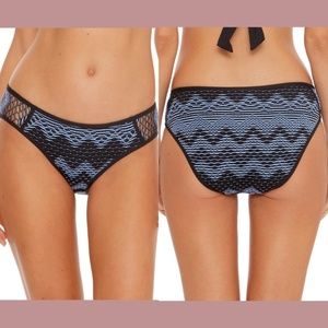NEW Becca Reveal Hipster Bikini Bottoms in Black/Sky Blue‎ [SZ XS ]